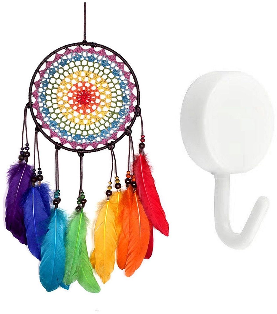 Dailygoods- Dromenvanger 20 x 60 cm - Wanddecoratie - Slaapkamerdecoratie - Kleurige Veren - Lichtgewicht - Eenvoudig te Installeren