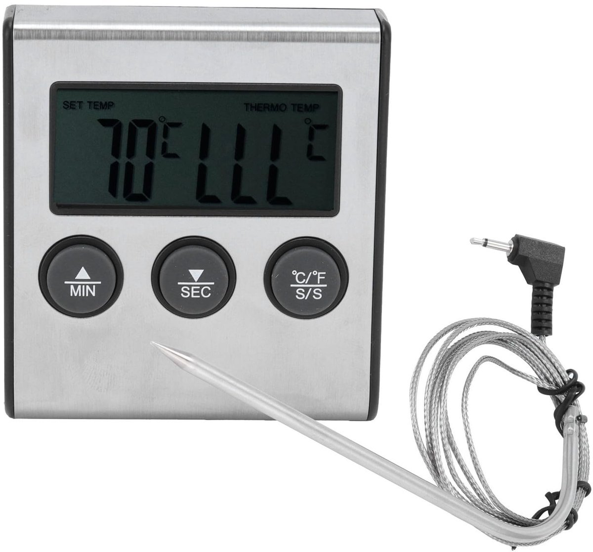 Dailygoods - Digitale Vleesthermometer - Temperatuurmeter - Alarmfunctie - Digitaal Display - Kookthermometer - Ideaal voor Keuken - Herbruikbaar