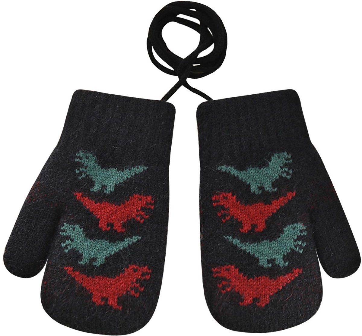 Dailygoods- Babywanten met Dinosaurusmotief - Warme Fleecevoering - Dubbele Winterhandschoenen - Geschikt voor 0-3 Jaar - Ideaal voor Buitensport - Zachte Acryl Materialen - Kinderenhandschoenen