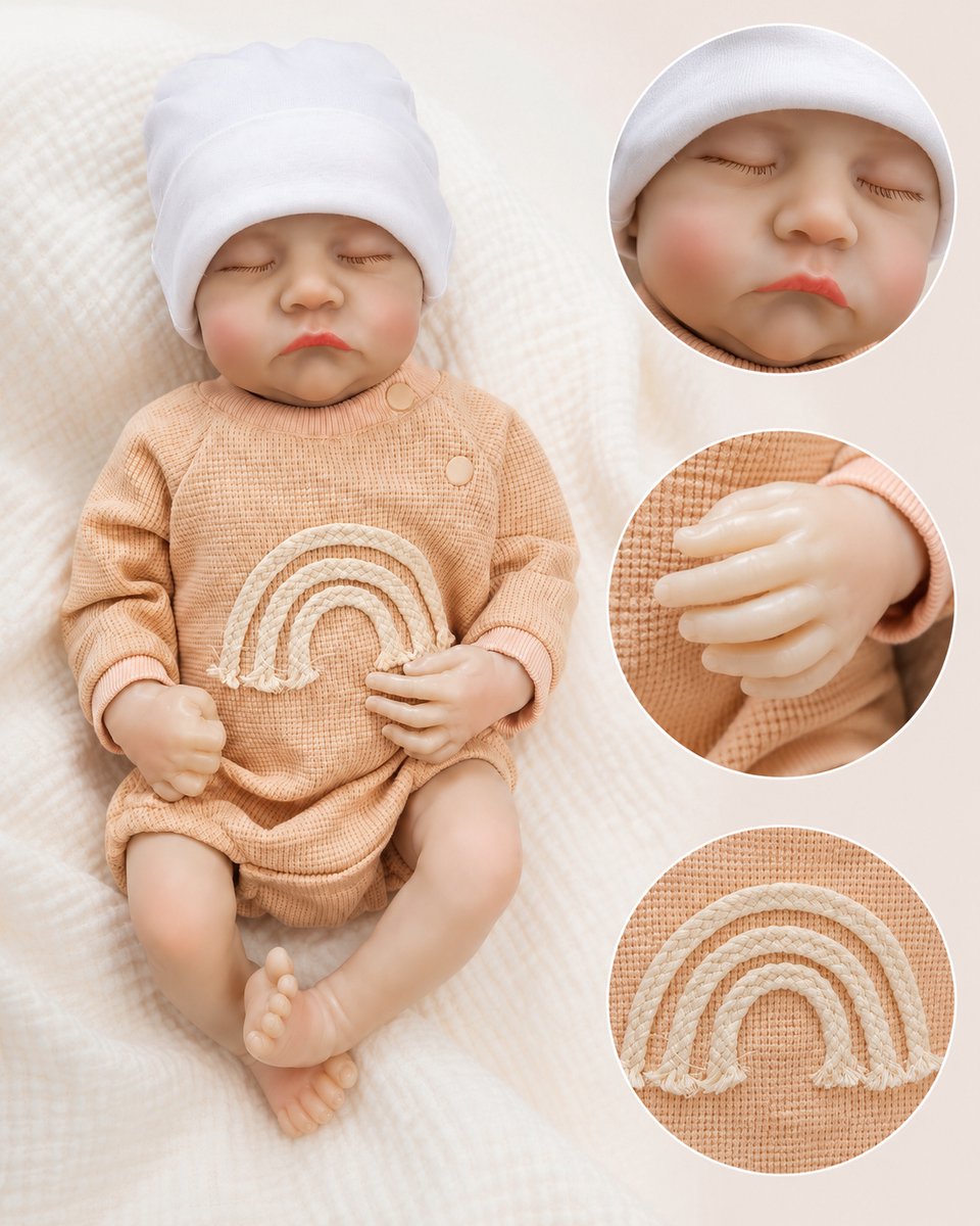 Levensechte Reborn Babypop - 46 cm (18 inch) - Handgemaakte Zachte Vinyl Pop - Realistische Pasgeboren Baby - Speelgoed & Cadeau - jongen — afbeelding 3