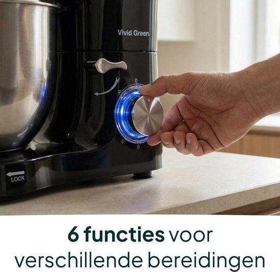 Keukenmachine - Mixer Food Processor - Bakken en Koken - Krachtige 2000W Motor - 6.2L Kom - Zwart — afbeelding 4