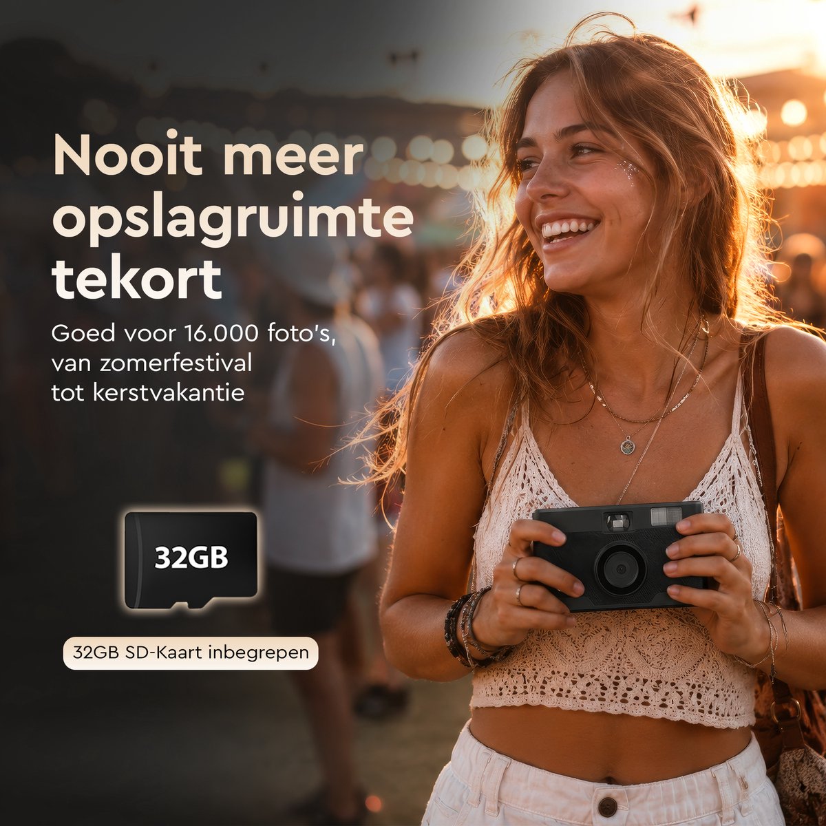 K&L Retro Camera Pro 13MP - Schermvrij & Oplaadbaar thumbnail 3