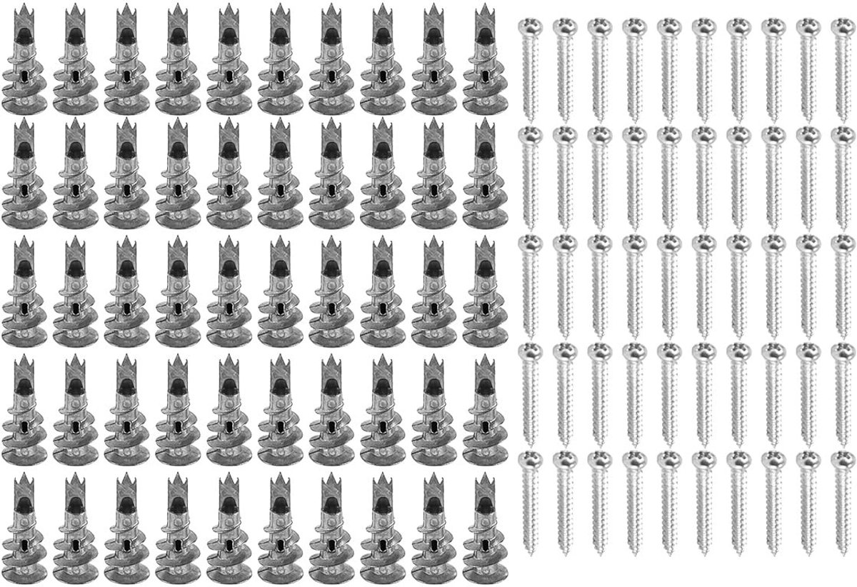 Dailygoods - Metalen Zelfdiamant Gipsplaatankers met Schroeven (50 stuks)