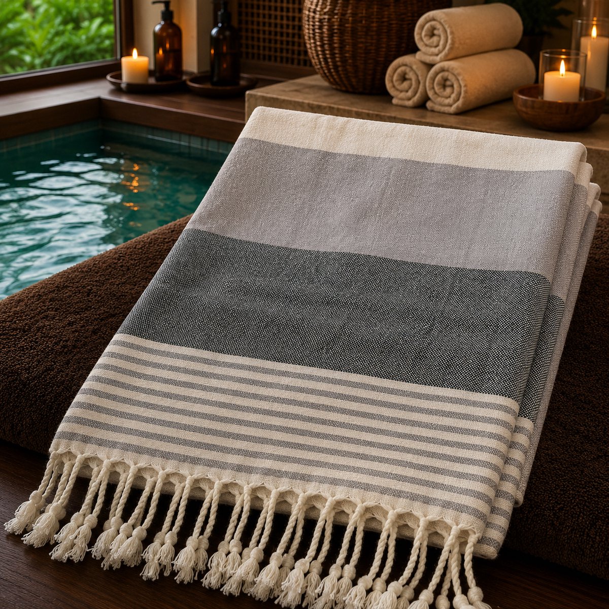 100% Katoenen Colorloop Hamamdoek – Turkse Handdoek & Strandlaken – Voor Sauna, Spa en Wellness