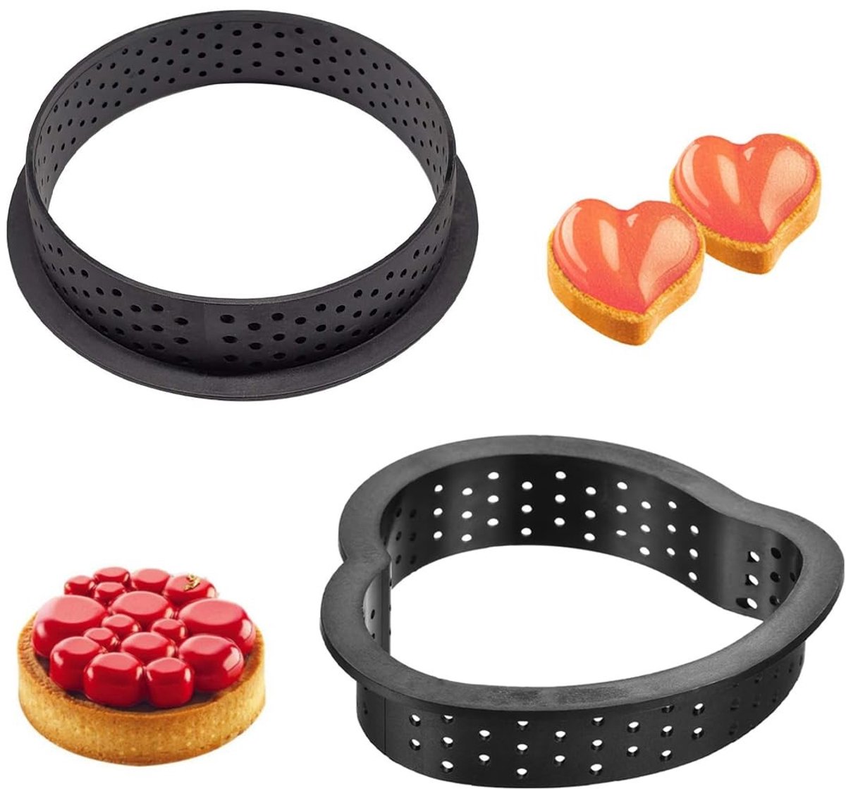 Dailygoods- Uitsteekvormen Set van 2 - Cirkeluitstekers - Taartdecoratie - Antiaanbaklaag - Duurzaam Kunststof - Eenvoudig Schoon te Maken - Taartvorm