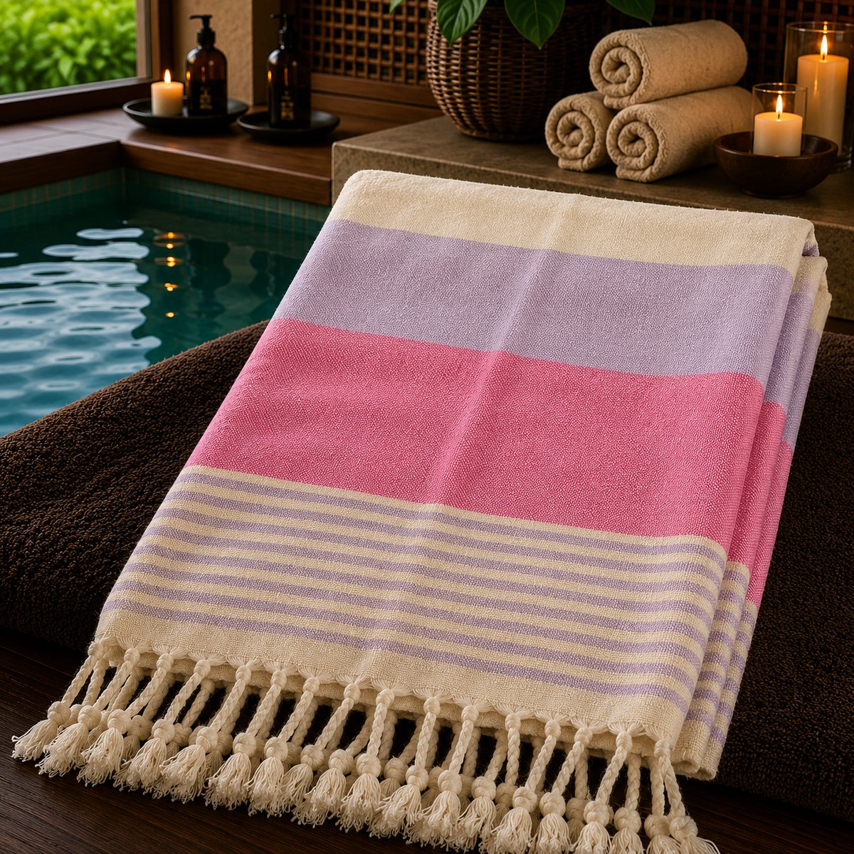 100% Katoenen Colorloop Hamamdoek – Turkse Handdoek & Strandlaken – Voor Sauna, Spa en Wellness