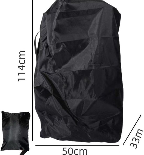 Kinderwagen draagtas - Grote capaciteit - Gemakkelijk op te bergen - Draagbaar - Perfect voor luchthavens, treinstations en autoritten - 114*33*50 cm - Zwart — afbeelding 4