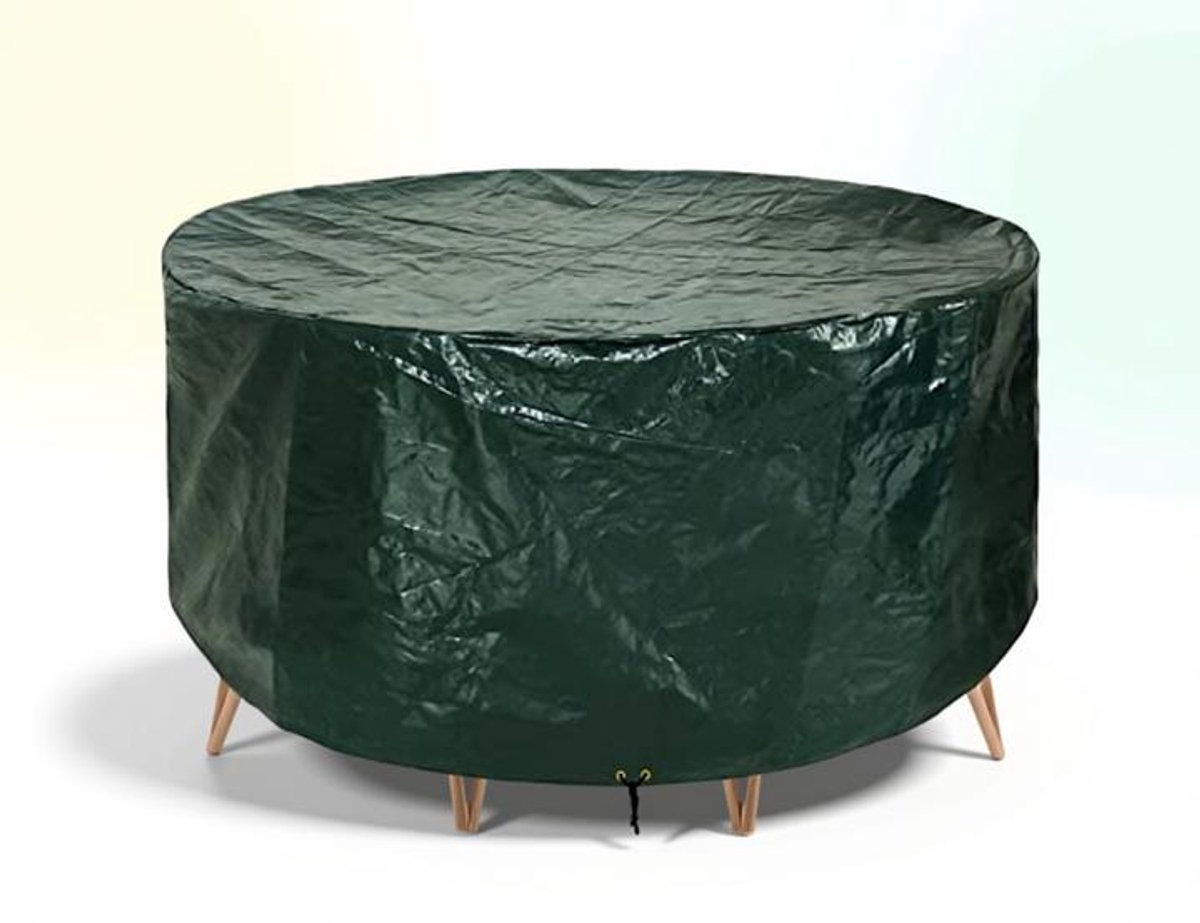 ElleMooi Waterdichte tuinmeubelhoes rond 130 x 71 cm – ademend polyethyleen voor tafel en stoelen, groen