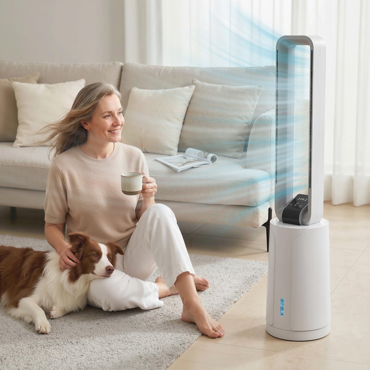 Mobiele Aircooler - 3-in-1 Torenventilator & Luchtkoeler - 1.7 Liter Waterreservoir - Met Afstandsbediening & Timer (15u) - Voor Thuis - Kantoor thumbnail 4