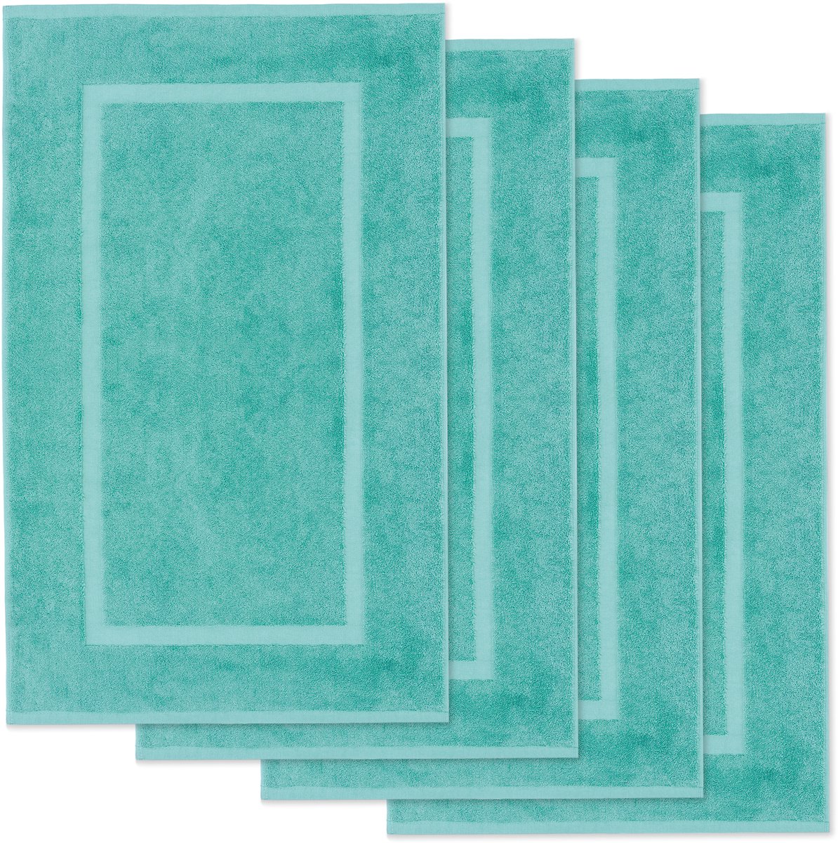 Lavea® Set van 4 Badmatten 50x80 cm Zacht en Absorberend – 100% Katoen, Wasbare Badkamermatten – Ideaal als Douche- of Badmat - Turkoois