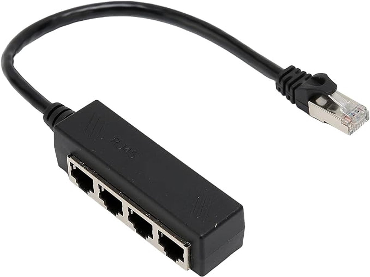 RJ45 Splitter 1 naar 4 – Internet Splitter, Netwerk Splitter, Ethernet Splitter – 4-Poorts Adapter – Geschikt voor Router, Laptop, Computer, Printer en Smart TV