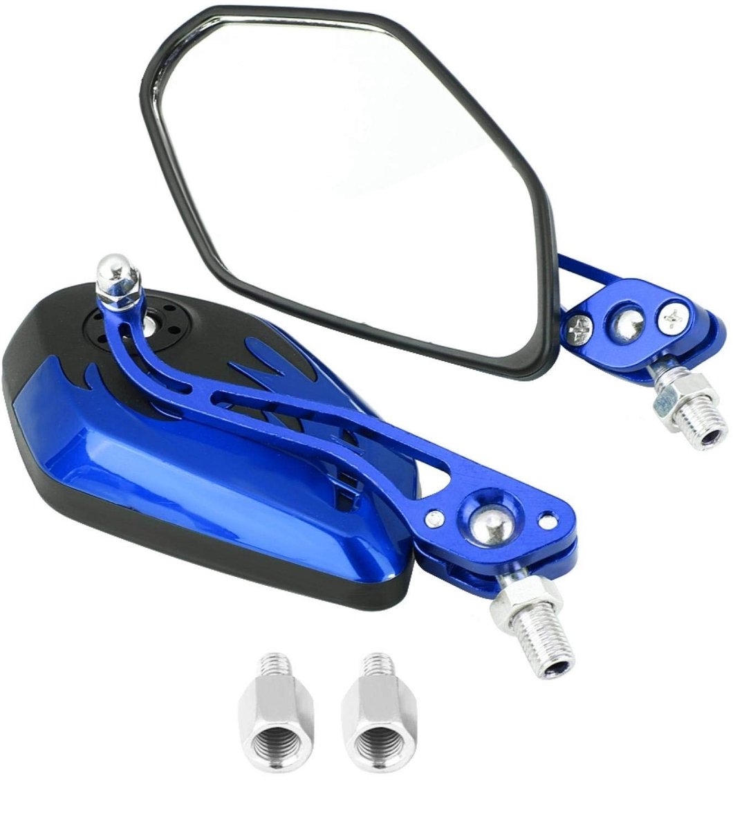 ZEYNOMAX- Achteruitkijkspiegels - 1 Paar - 8 mm/10 mm - Universeel - Aluminium - Vlam Patroon - Motorfiets Spiegels