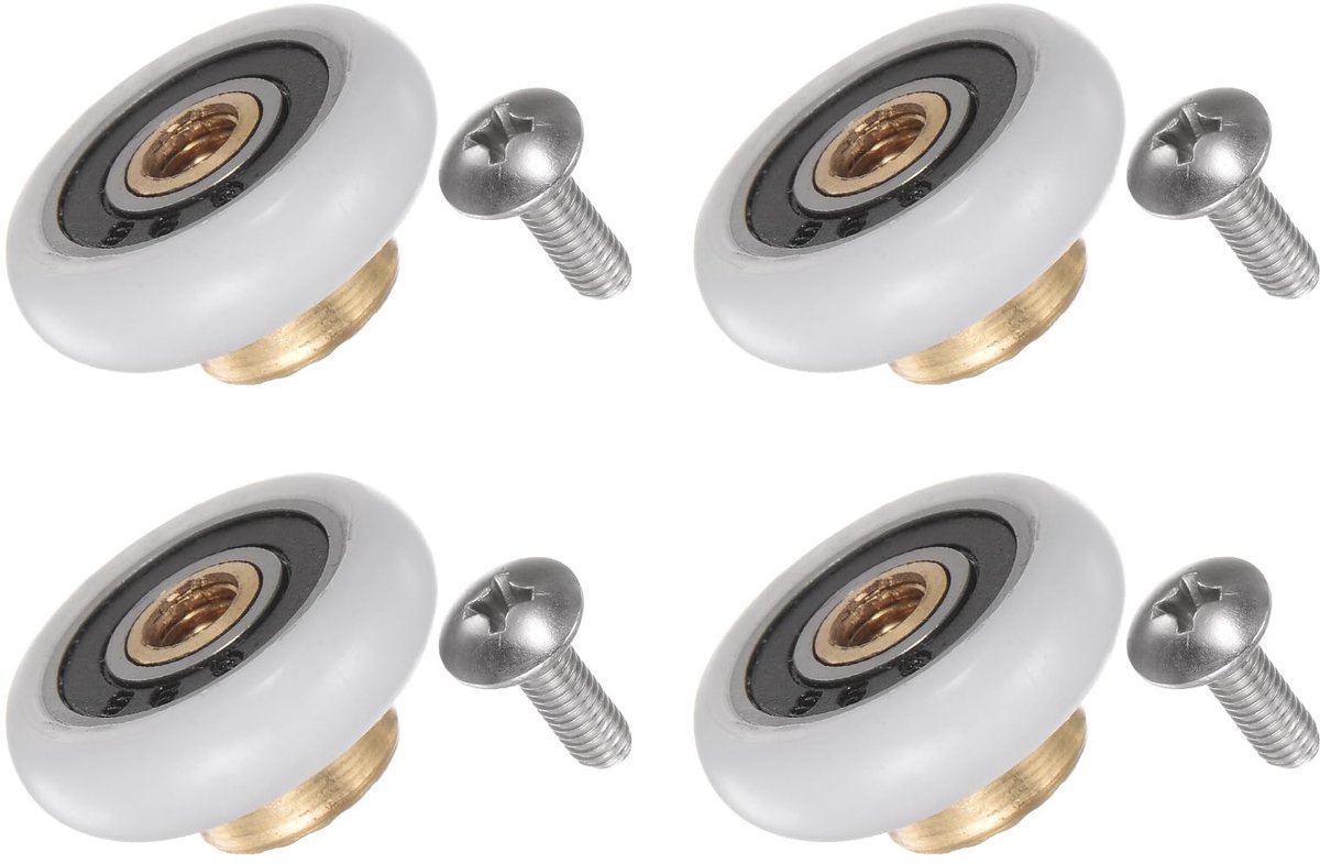 VLEMICO- Douchedeurroller 20mm - Set van 4 - Roestvrij Staal - Duurzaam - Eenvoudige Installatie - Geluidsarm Gebruik - Douchedeurwiel