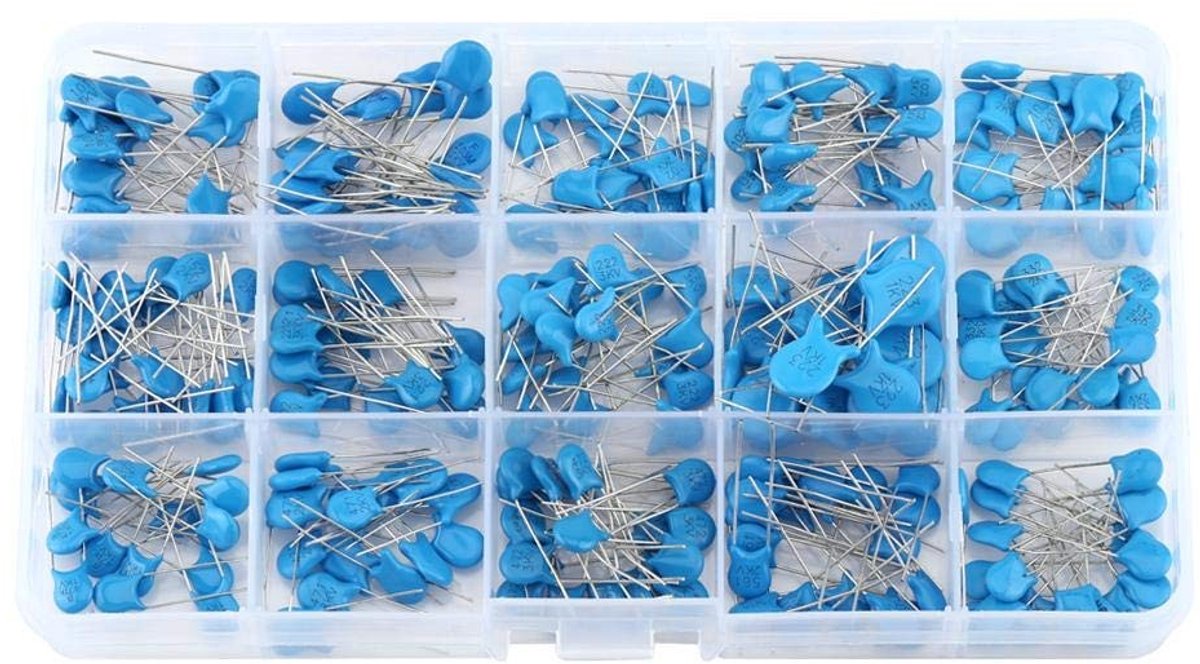 Dailygoods - Ceramic Capacitors - 300 Stuks - Hoogspanningscomponenten - Assortiment met Doos - Betrouwbare Capaciteiten - Geschikt voor Elektronica P...