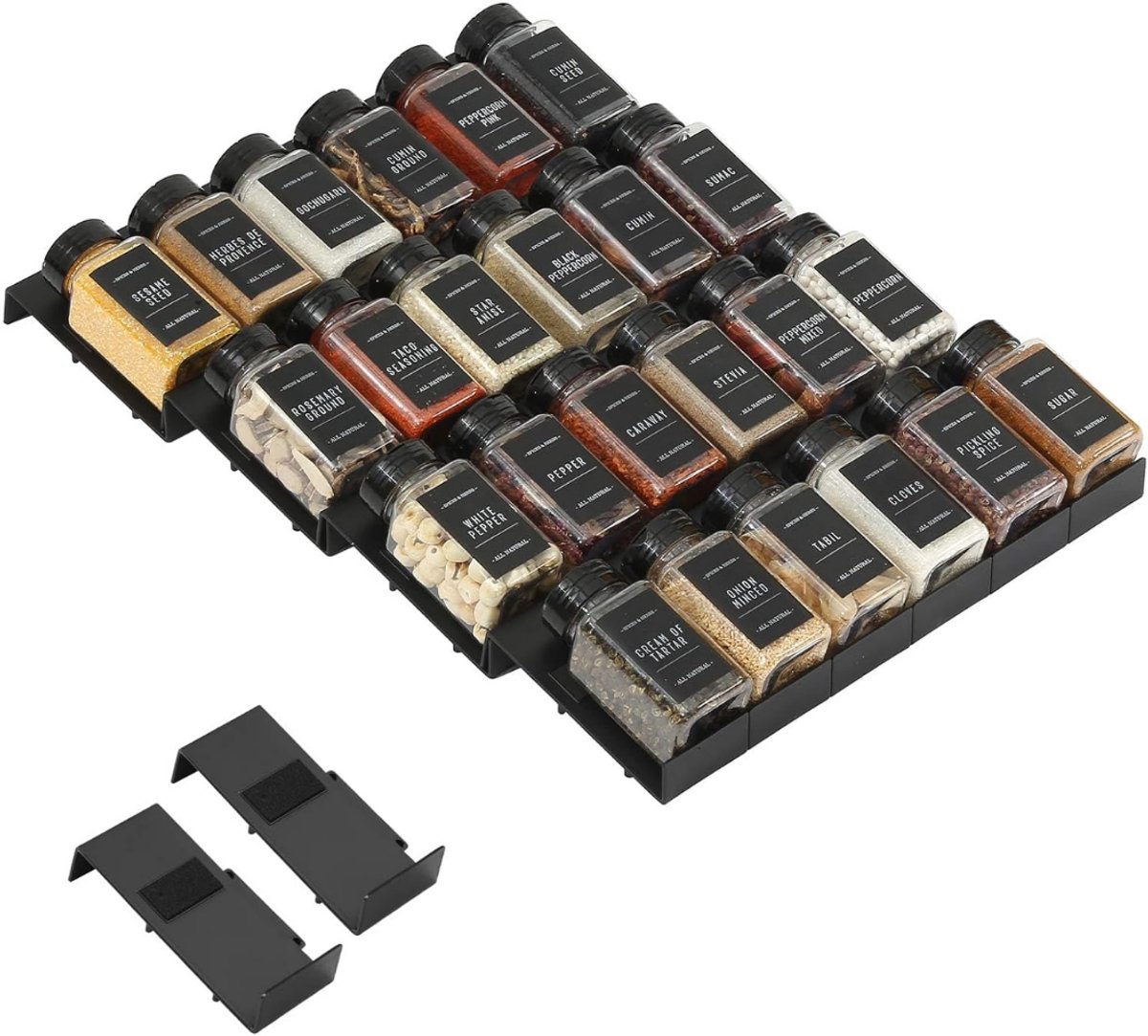 SNJY® Kruidenrek Lade - Kruiden Lade - Keukenrek - 24 Stuks - Zwart