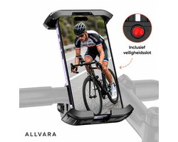 Allvara® Telefoonhouder - Fiets Telefoonhouder - 360° Draaibaar - Inclusief Veiligheidsslot - Universeel - Fiets, Motor & Scooter - Geschikt Voor Meeste Toestellen