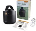 Zwarte ZAZU Baby Rocker, verpakking, handleiding en oplaadkabel.