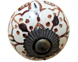 Patterned Round Ceramic Pumpkin Cabinet Knob 40mm by Ironmongery World
