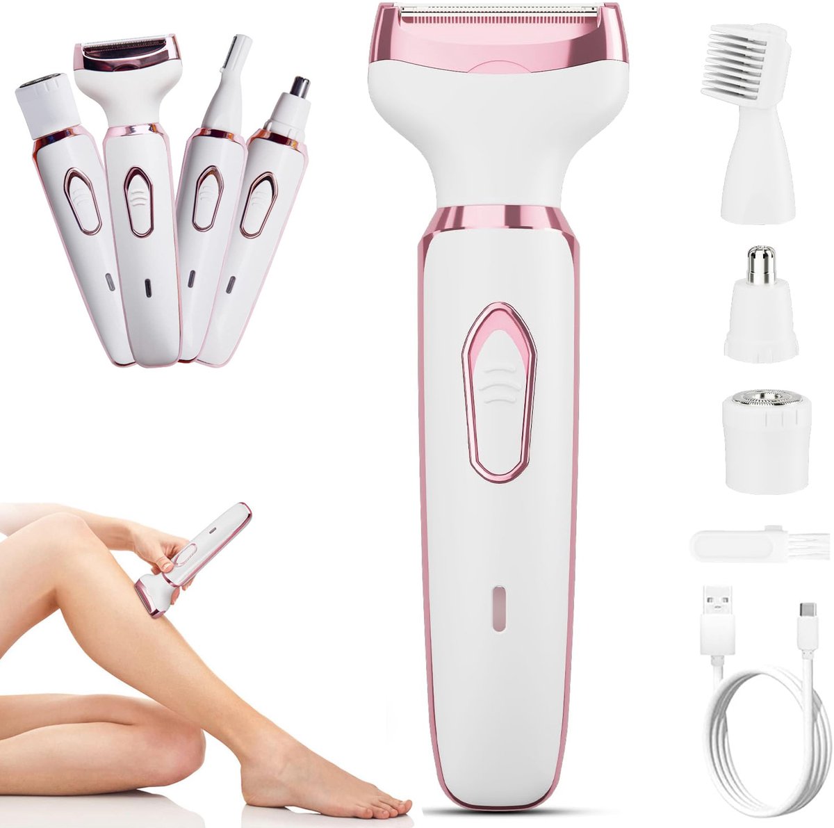 4 In 1 Elektrisch Scheerapparaat Voor Vrouwen - Bikini Trimmer - Lichaamsscheerapparaten - Haartrimmer Voor Gezicht Neus En Wenkbrauwen