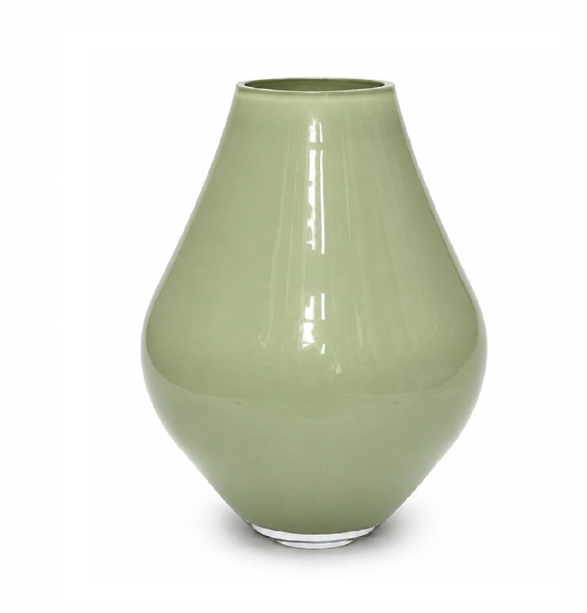 Vaas Lesse | Metallic pastel green | mond geblazen glas | Ø19 x H24 cm