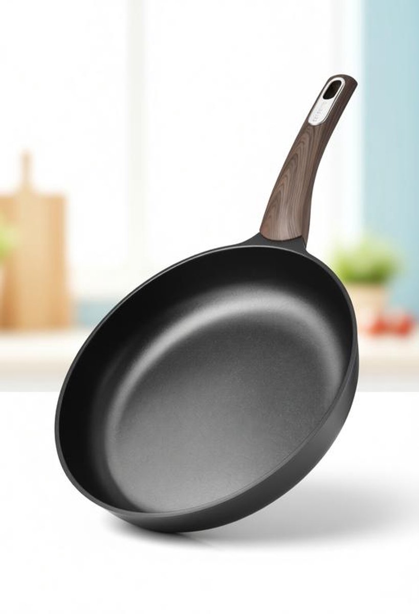 ElleMooi Koekenpan Anti-aanbak 24 cm - Inductie - Omeletpan - Gezond Koken - Zwart