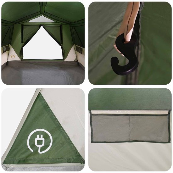 vidaXL - Tunneltent - met - dak - Groen - 10-persoons - Polyester - en - Staal van Vidaxl — afbeelding 4