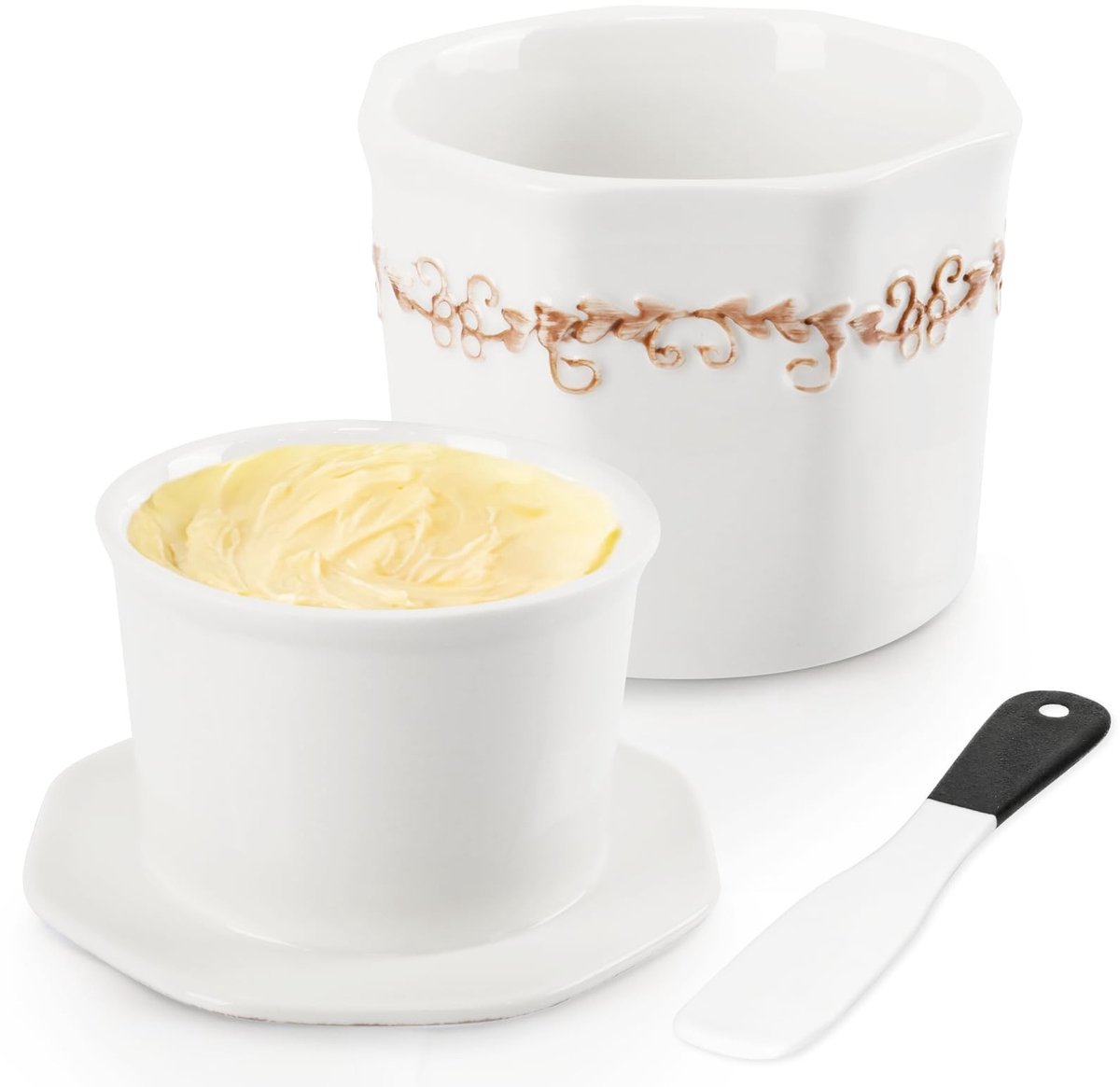 Dailygoods- Botervloot Keramiek - Botervloot voor Koelkast - 280 g Capaciteit - Waterniveau-indicator - Perfect voor Gezinnen - Hoogwaardig Keramisch Materiaal - Boterpot