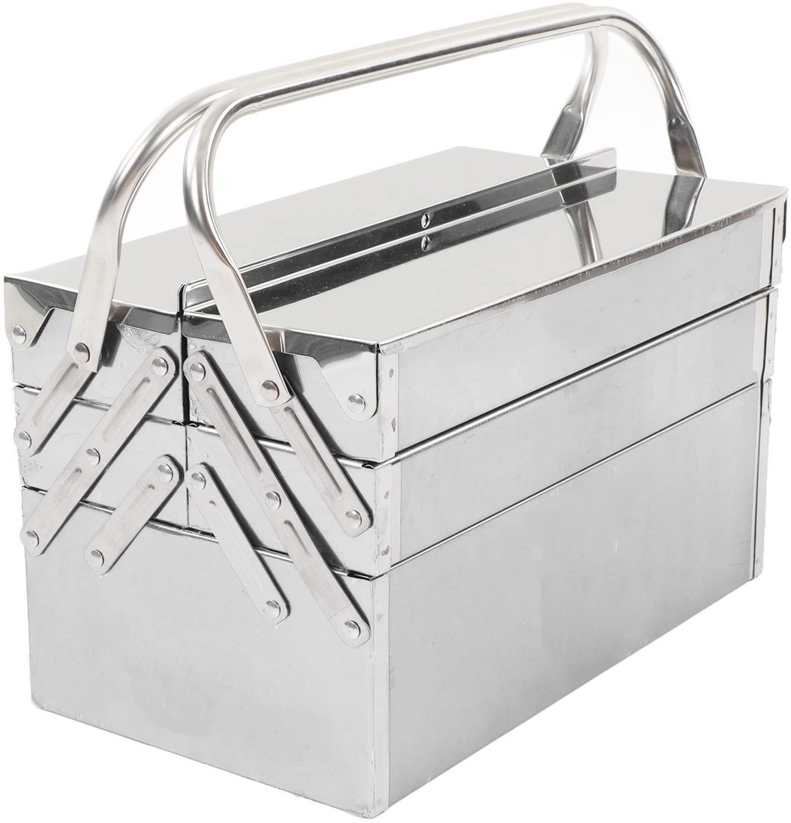 Dailygoods- Gereedschapskoffer Stevig en Duurzaam - 5 Trays - Roestvrij Staal - Intrekbaar Ontwerp - Handig voor Workshops - Gemakkelijk te Reinigen - Toolbox