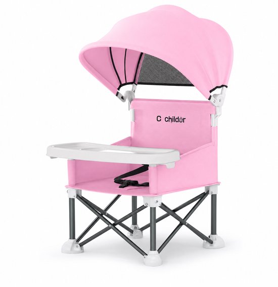 Opvouwbare Kinderstoel Baby met Zonneluifel en Dienblad