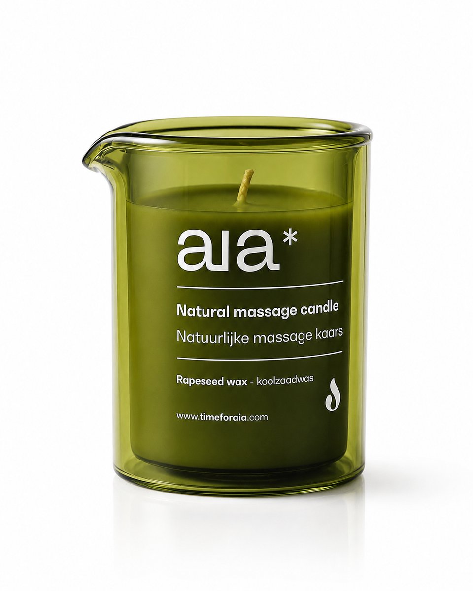 Aia* Natuurlijke Massagekaars - Mystery Cedar - Sheaboter - Glazen verpakking met schenktuit - 165ml