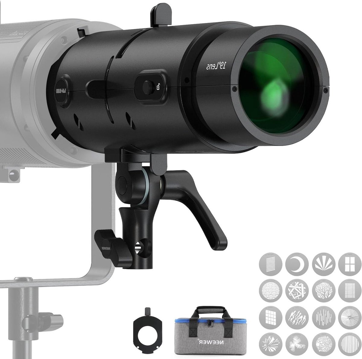Professionele Spotlight Optical Snoot voor 300W LED Video Lights met 16x Gobo en 19° Projectielens voor Creatieve Fotografie en Verbeterde Verlichting