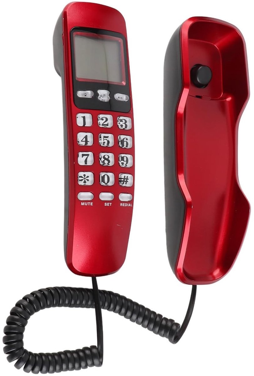 Dailygoods- Wandtelefoon met LCD-display - Vaste Telefoon - Inkomende Nummerherkenning - 38 Geheugenplaatsen - Compacte Afmetingen - Lichtgewicht 285 gr