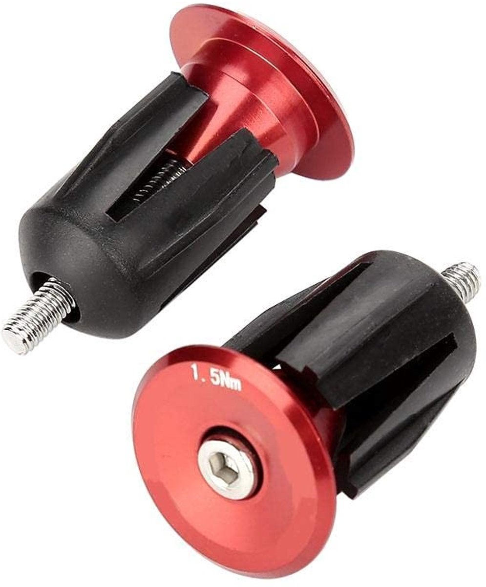 Dailygoods- Stuureindstop Aluminiumlegering - Fietsstuurdop - Stuurdop voor Racefiets/Mountainbike - 2 Stuks - 40 x 24 mm - Zwart/Rood/Goud/Bloemkleur