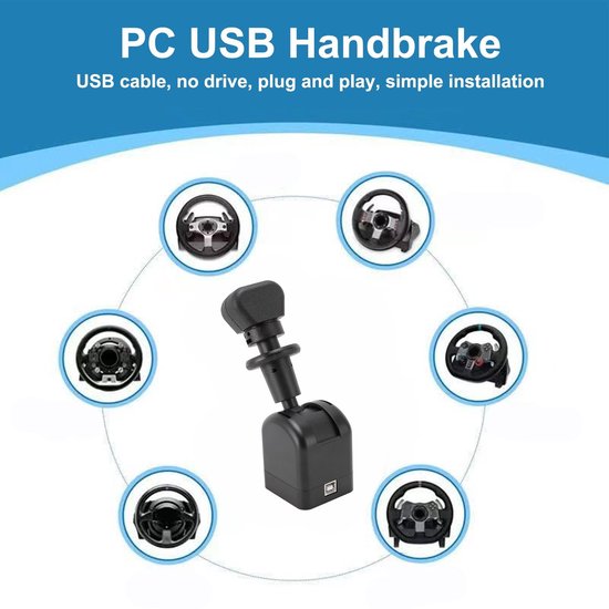 Solidchoice - Dailygoody - USB Handrem voor Gaming - Compatibel met G27 G29 G920 G923 - Zwart - Handrem voor Sim Racing - Voor Truck Simulator - USB PC Handrem van Solidchoice — afbeelding 3