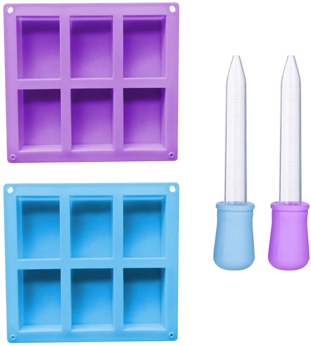 Dailygoods- Siliconenvormen Set van 2 - Rechthoekige Mal - Druppelvorm - Keukenaccessoires - Voor Zeep/Cake - Flexibel en Herbruikbaar - Bakvorm