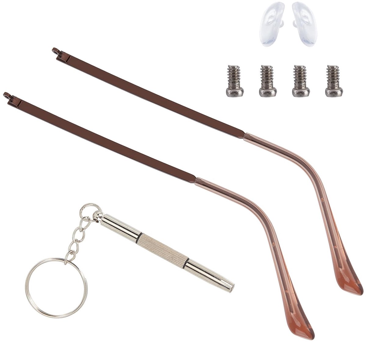 Dailygoods- Brillenarmvervanging Multisize - Brillenreparatieset - Vervangende accessoires - Schroeven/Ringen - Schroevendraaier - Lichtgewicht/Comfortabel