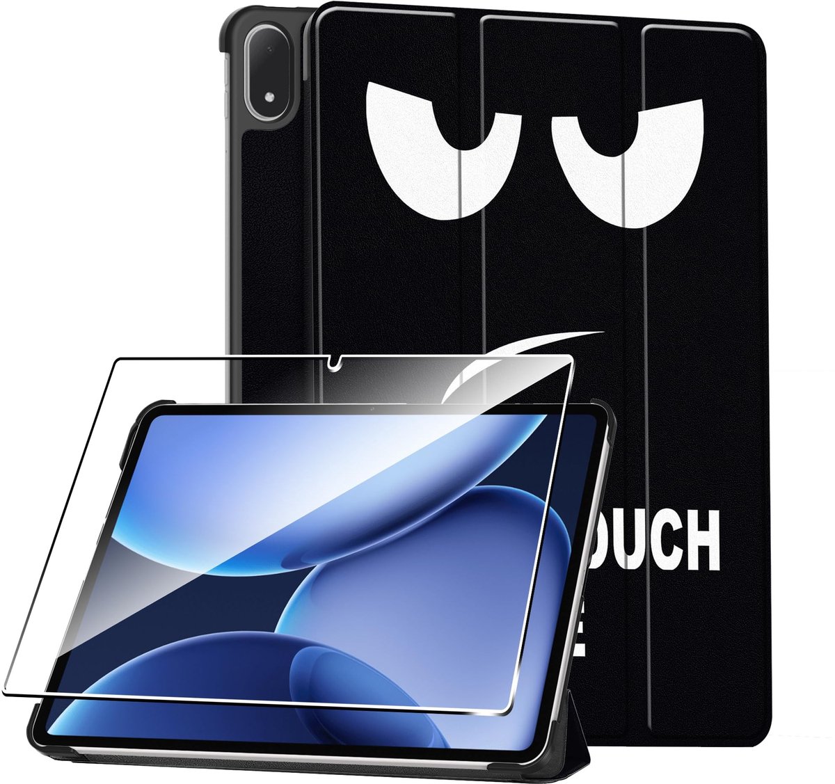 Dailygoods- Tablethoes voor Oneplus Pad 3 12,2 inch - Automatische wekker/slaapfunctie - Nauwkeurige uitsparingen - Gemakkelijk te reinigen - Inclusief beschermglas - Schokbestendig. - Tabletcase