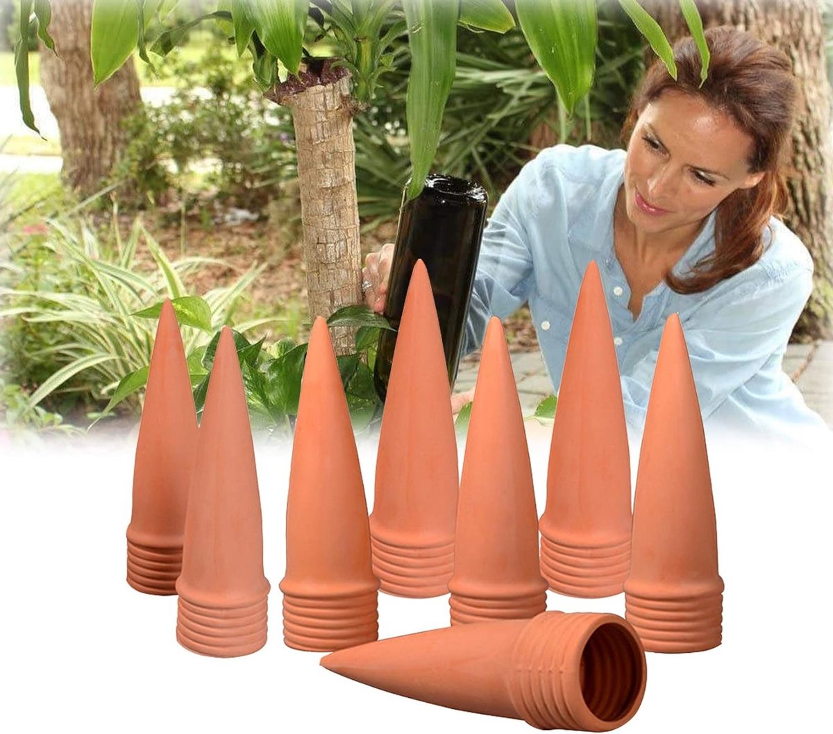8 Stuks Terracotta Planting Ollas voor Drip Irrigatie in de Tuin en Binnen, Efficiënte Waterbesparing voor Planten