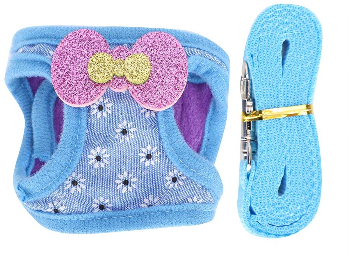 Dailygoods- Huisdier Harnas Verstelbaar - Riem voor Kleine Dieren - Geschikt voor Hamster/Rat/Muis - Maat S - Materiaal Doek - Touw Lengte 1,4m
