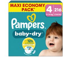 Pampers Baby Dry Luiers Maat 4 (9-14kg) 216 stuks