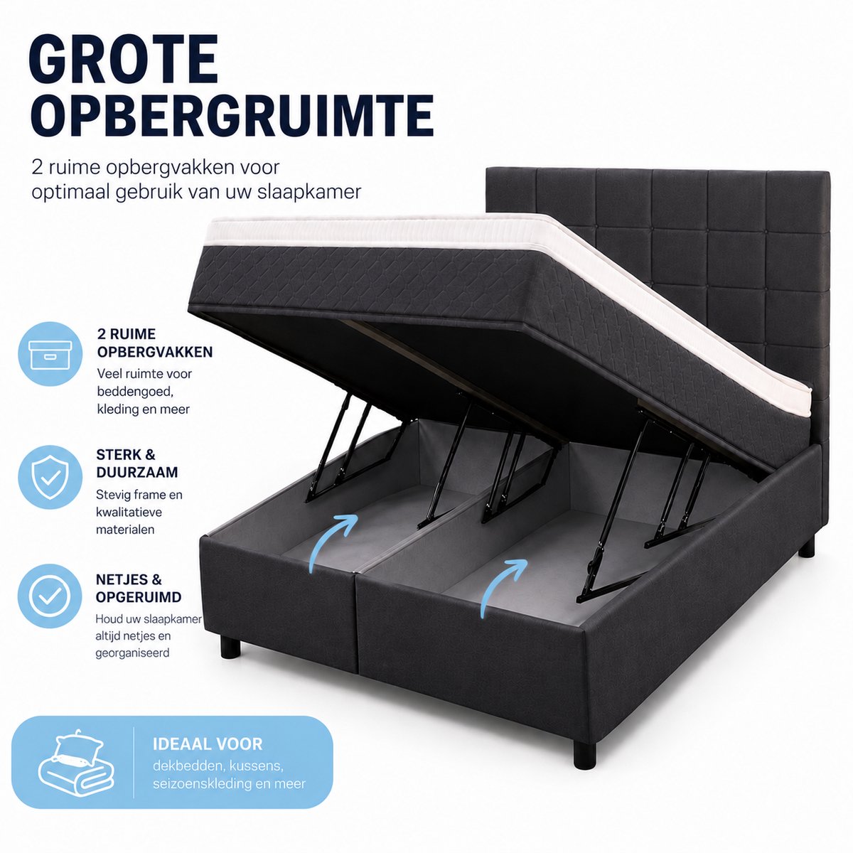 Maan matras 180x200 met opbergruimte en topper thumbnail 2