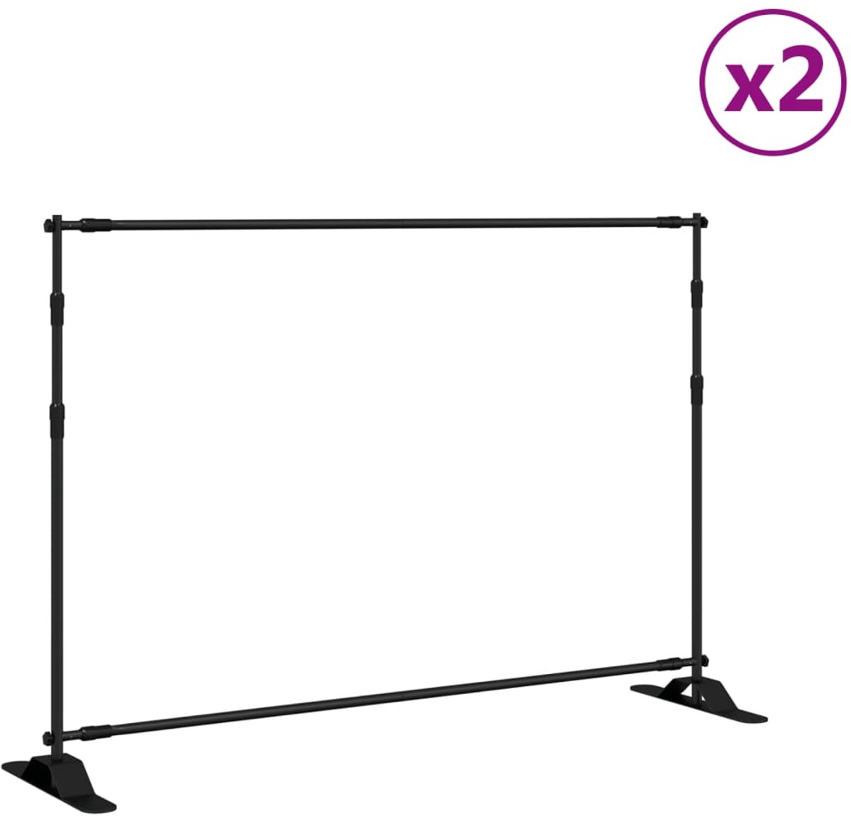 vidaXL Achtergrondstandaards 2 st 305x243 cm staal zwart