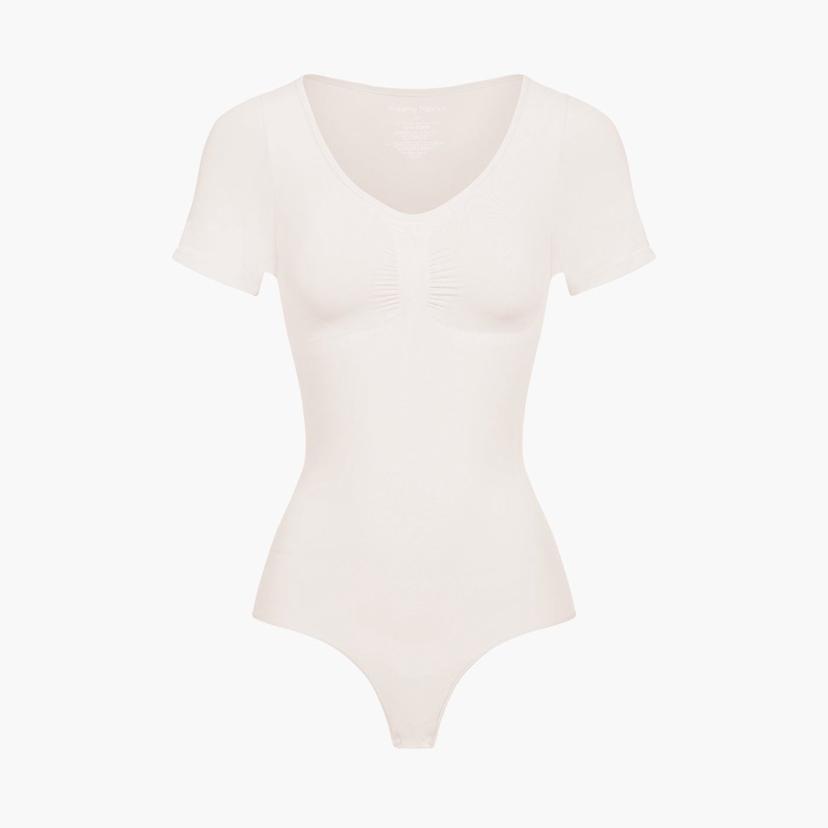 cfab - T-shirt bodysuit corrigerende shapewear met koordjes - Zand - 3XL - Corrigerende Body - Naadlos - corrigerend ondergoed dames