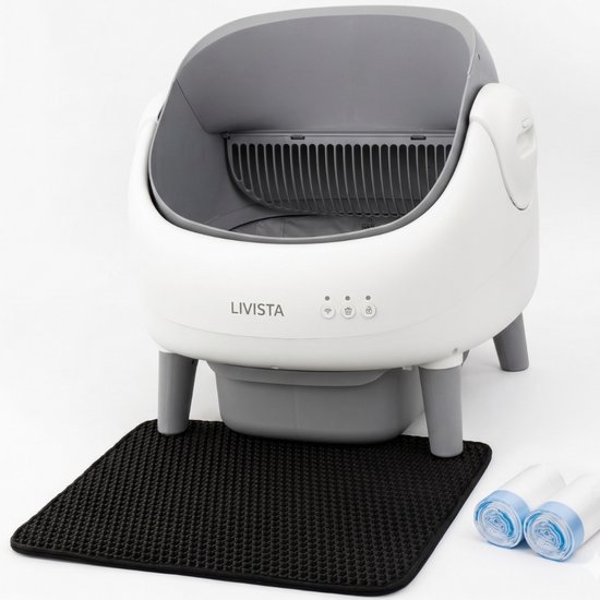 Automatische Kattenbak Livista XXL 76L Zelfreinigend Elektrisch Met App, Geurfilter, Kattenbakmat & Opvangzakjes