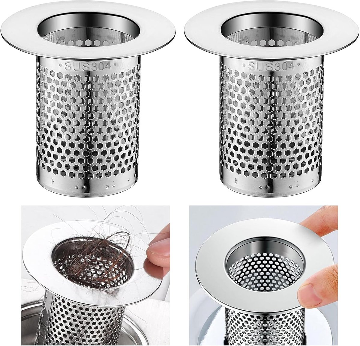 2 stuks RVS Afvoerzeef Set voor Keuken en Badkamer