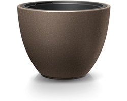 Bloempot met inzetstuk - Plantenbak groot - Binnen en buiten - Waterdicht geen gaten - 47 cm diameter - Koffie