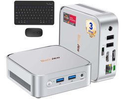 Blackview MP50 - 2026 Edition Mini PC - AMD Ryzen 5 3500U - 16 GB DDR4 & 512 GB M.2 SSD - Tot 3,7 GHz - Windows 11 Pro - Mini Computer met WiFi - Bluetooth - WiFi 5 - USB3.0 voor Kantoor - Inclusief Toetsenbord en muis - Zilver