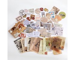 Kraftverdia Vintage Stickers Set - 60 Stuks Scrapbook Stickers - Mix Materiaal Stickers voor Junk Journal, Scrapbooking en DIY Decoratie
