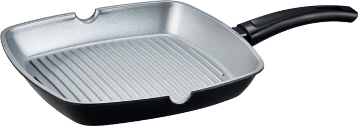 Swiss Haus® BGP24B Grillpan Inductie - Ø 24 cm - PFAS Vrij - Grill Pan Met Sapphire™ Antiaanbaklaag - Vleespan Geschikt Voor Alle Warmtebronnen - Zwart