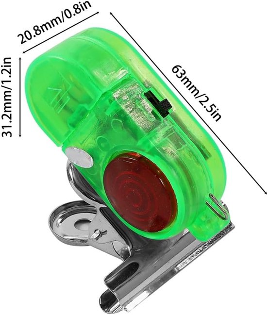 Vis Beet Alarms - Sound Bite Alerts - Vissen Outdoor - Dubbel LED Licht - 4 Stuks - Transparant Groen — afbeelding 5